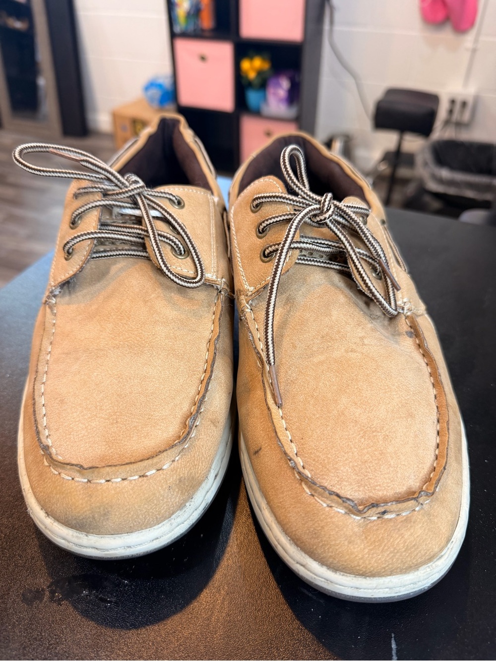 Men's Tan Suede Lace-Up Boat Shoes